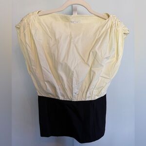 L'Academie Cream and Black Blouse with Side Zipper